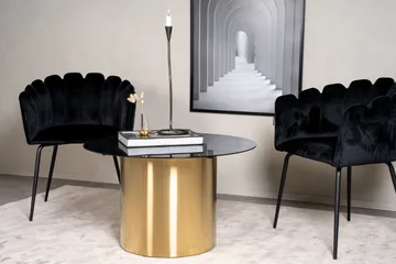 Ystad 75 cm Rundt Sofabord med Cylinderfod i Glas - Brun|Sort - Møbler - Borde - Sofabord