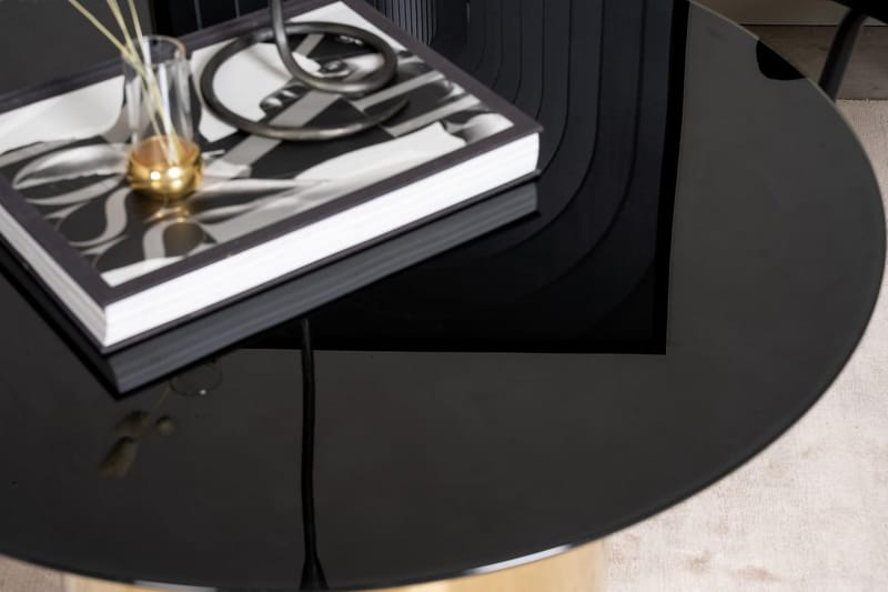 Ystad Rundt Sofabord 75 cm i Glas med Metalstel - Sort - Møbler - Borde - Sofabord