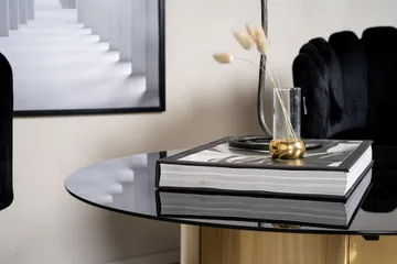 Ystad Rundt Sofabord 75 cm i Glas med Metalstel - Sort - Møbler - Borde - Sofabord