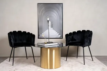 Ystad Rundt Sofabord 75 cm i Glas med Metalstel - Sort - Møbler - Borde - Sofabord