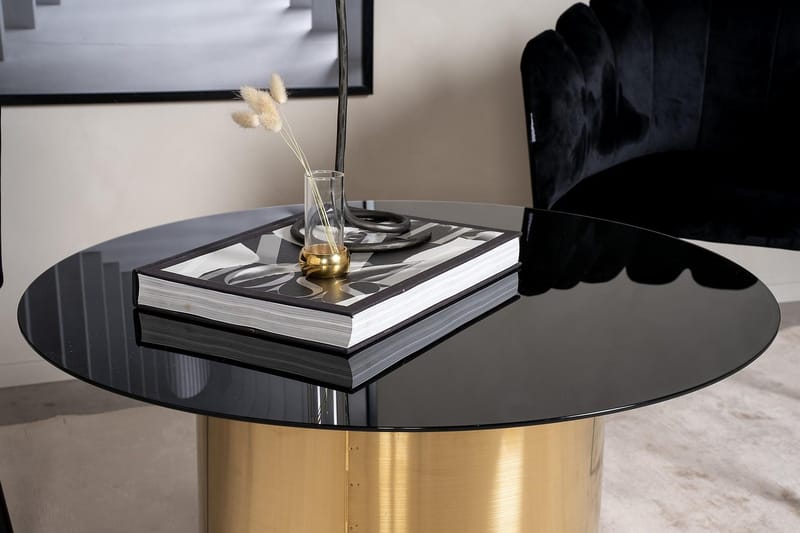 Ystad Rundt Sofabord 75 cm i Glas med Metalstel - Sort - Møbler - Borde - Sofabord