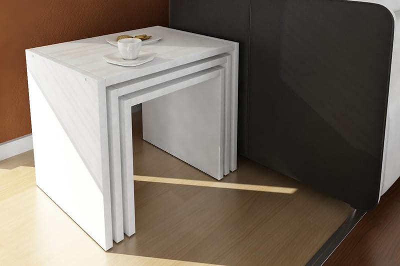 Zariel Indskudsbord 44 cm 3 Bord - Hvid - Møbler - Borde - Sofabord
