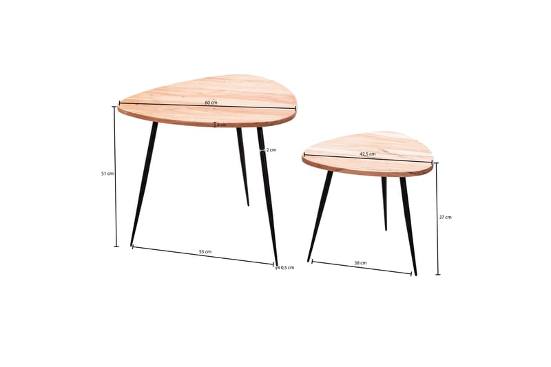 Zipp gyngebord 2-stk 60 cm - Træ / natur - Møbler - Borde - Sofabord