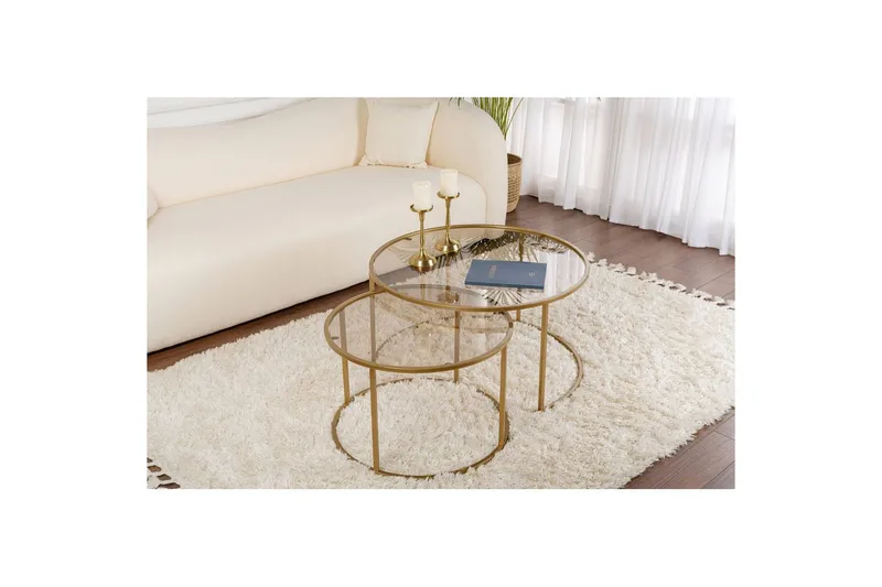 Sofabordssæt 2 dele Rikiya Guld Bronze - Guld Bronze - Møbler - Borde - Sofabord