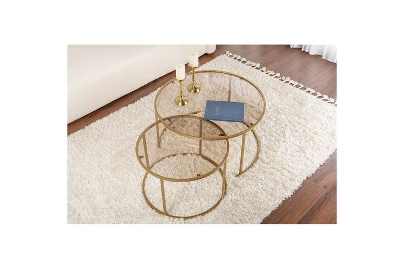 Sofabordssæt 2 dele Rikiya Guld Bronze - Guld Bronze - Møbler - Borde - Sofabord