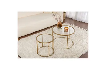 Sofabordssæt 2 dele Rikiya Lille Guld Transparent - Guld Transparent - Møbler - Borde - Sofabord