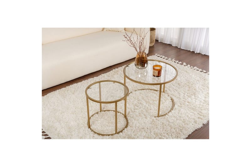 Sofabordssæt 2 dele Rikiya Lille Guld Transparent - Guld Transparent - Møbler - Borde - Sofabord