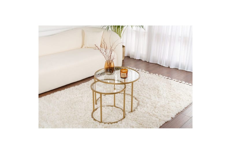 Sofabordssæt 2 dele Rikiya Lille Guld Transparent - Guld Transparent - Møbler - Borde - Sofabord