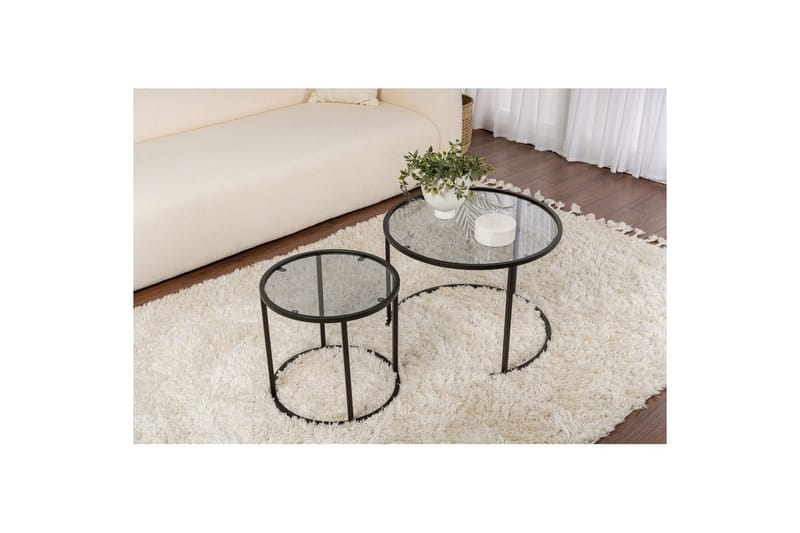 Sofabordssæt 2 dele Rikiya Lille Sort Grå - Sort Grå - Møbler - Borde - Sofabord