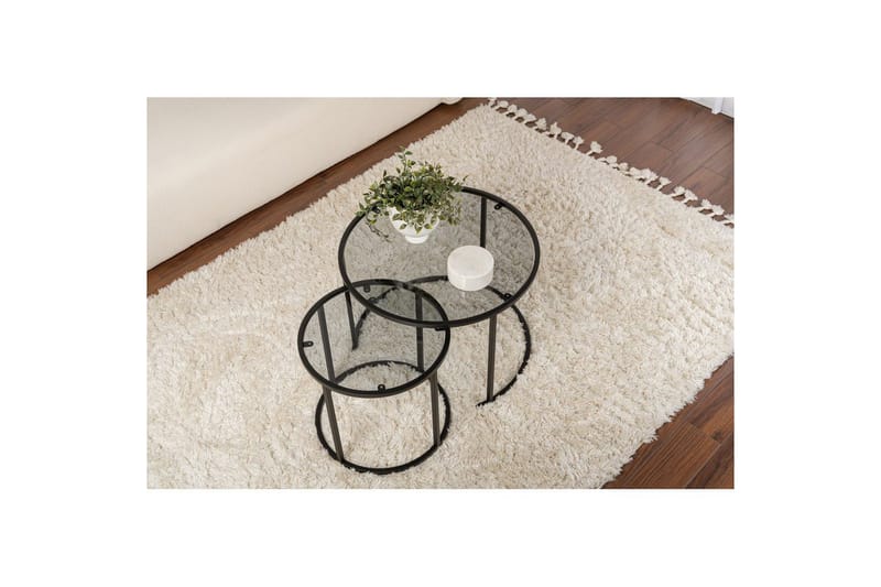 Sofabordssæt 2 dele Rikiya Lille Sort Grå - Sort Grå - Møbler - Borde - Sofabord