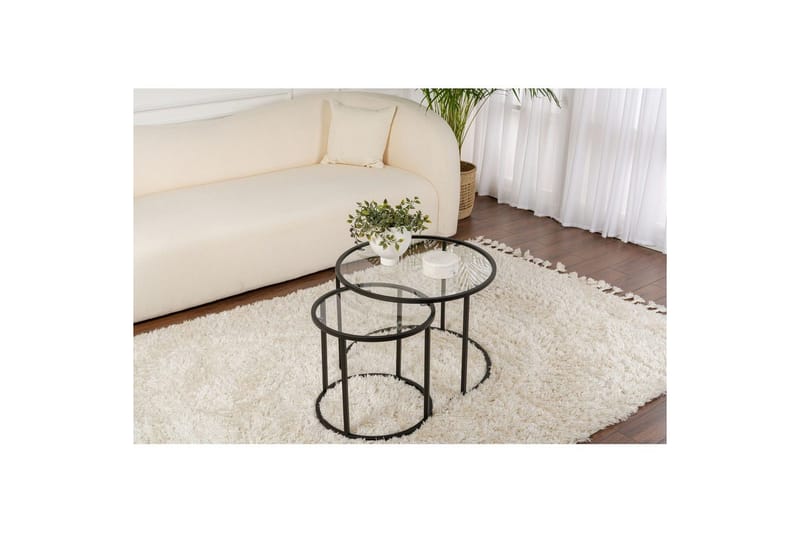 Sofabordssæt 2 dele Rikiya Lille Sort Transparent - Sort Transparent - Møbler - Borde - Sofabord