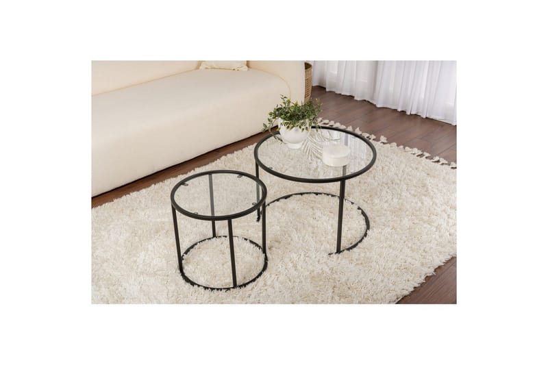 Sofabordssæt 2 dele Rikiya Lille Sort Transparent - Sort Transparent - Møbler - Borde - Sofabord