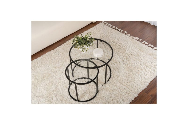 Sofabordssæt 2 dele Rikiya Lille Sort Transparent - Sort Transparent - Møbler - Borde - Sofabord