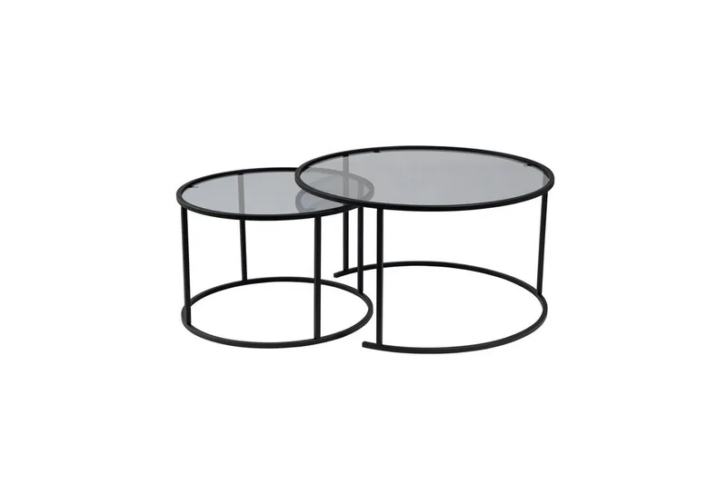 Sofabordssæt 2 dele Rikiya Sort Grå, Sort Grå
