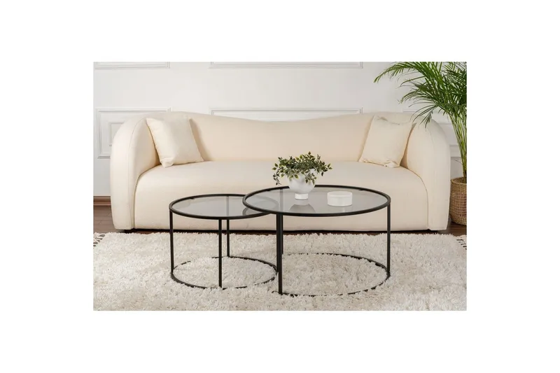 Sofabordssæt 2 dele Rikiya Sort Grå - Sort Grå - Møbler - Borde - Sofabord