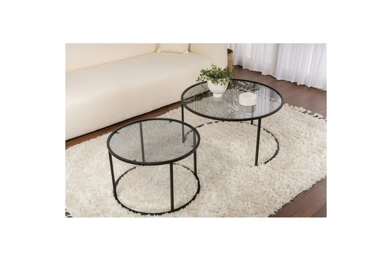 Sofabordssæt 2 dele Rikiya Sort Grå - Sort Grå - Møbler - Borde - Sofabord