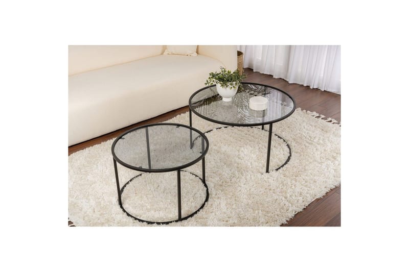 Sofabordssæt 2 dele Rikiya Sort Grå - Sort Grå - Møbler - Borde - Sofabord