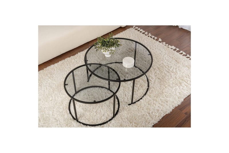 Sofabordssæt 2 dele Rikiya Sort Grå - Sort Grå - Møbler - Borde - Sofabord