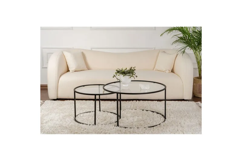 Sofabordssæt 2 dele Rikiya Sort Transparent - Sort Transparent - Møbler - Borde - Sofabord