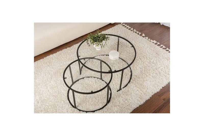 Sofabordssæt 2 dele Rikiya Sort Transparent - Sort Transparent - Møbler - Borde - Sofabord