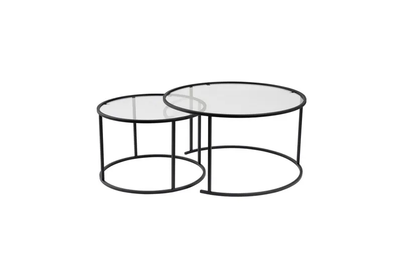 Sofabordssæt 2 dele Rikiya Sort Transparent - Sort Transparent - Møbler - Borde - Sofabord