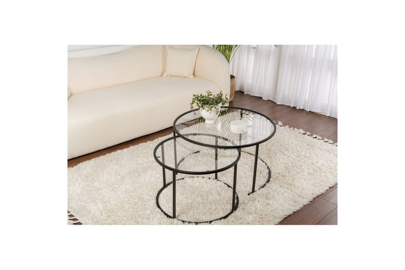 Sofabordssæt 2 dele Rikiya Sort Transparent - Sort Transparent - Møbler - Borde - Sofabord