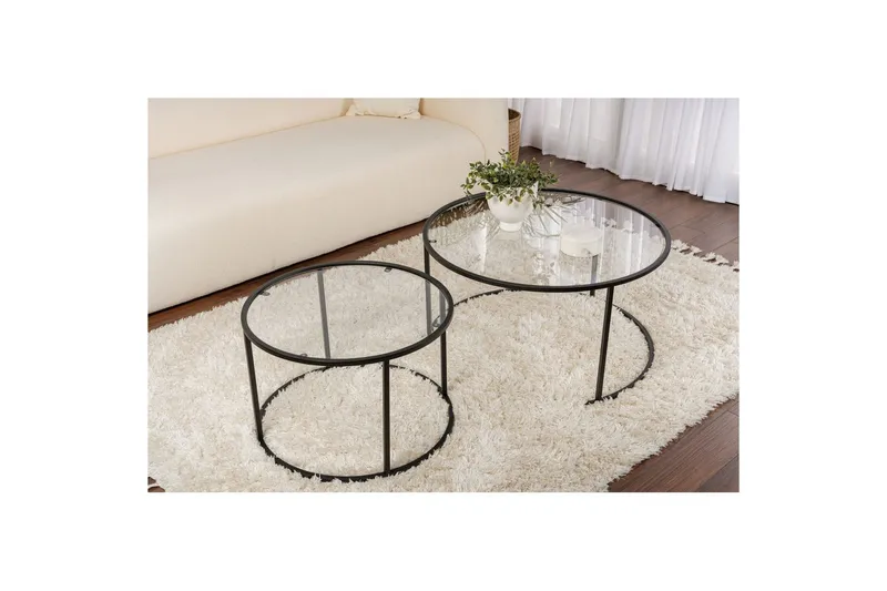 Sofabordssæt 2 dele Rikiya Sort Transparent - Sort Transparent - Møbler - Borde - Sofabord