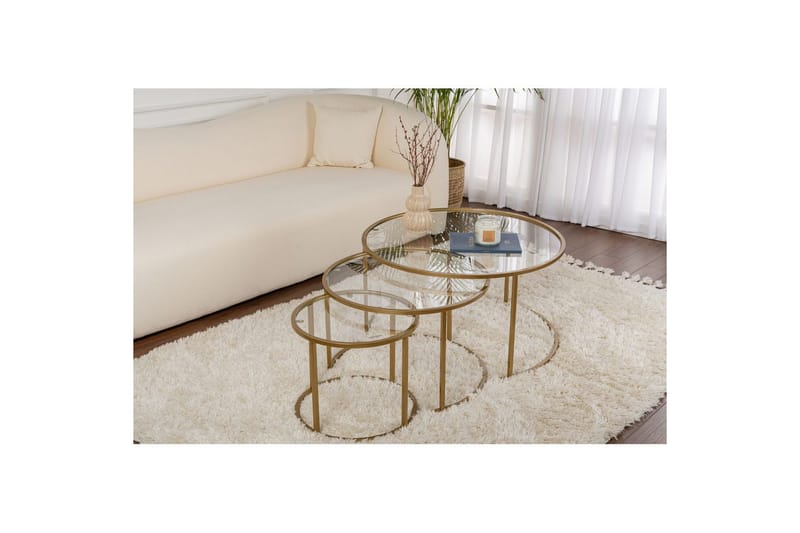 Sofabordssæt 3 dele Rikiya Guld Transparent - Guld Transparent - Møbler - Borde - Sofabord