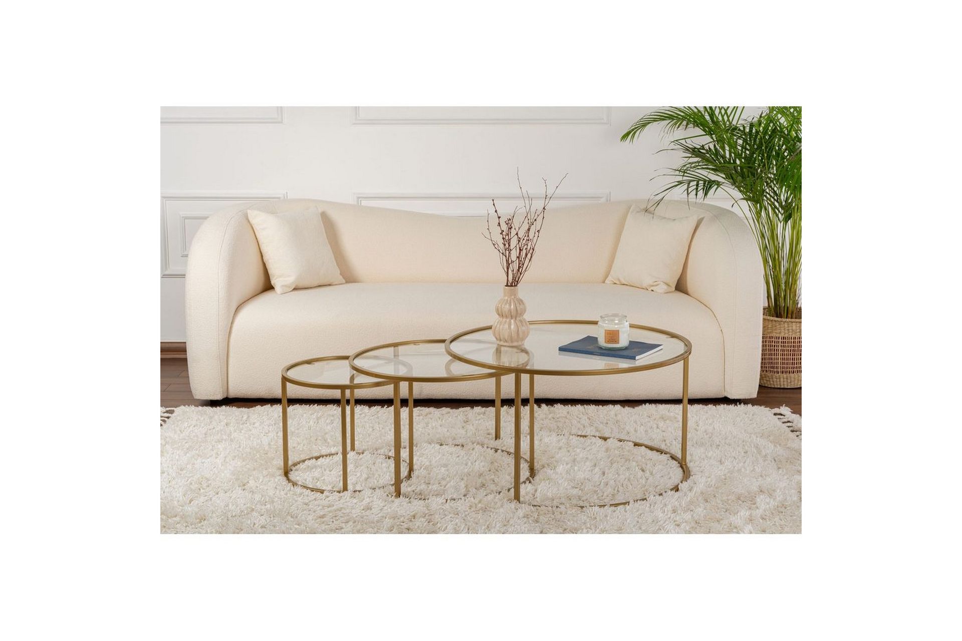 Sofabordssæt 3 dele Rikiya Guld Transparent - Guld Transparent - Møbler - Borde - Sofabord