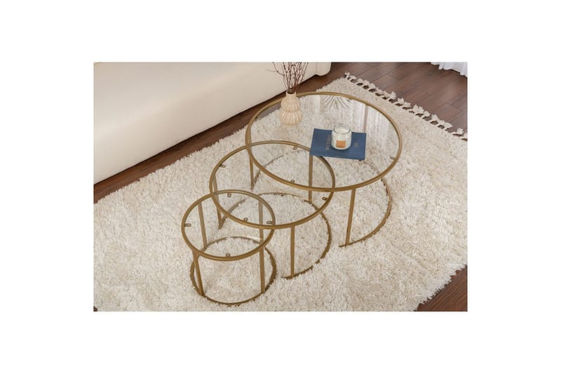 Sofabordssæt 3 dele Rikiya Guld Transparent - Guld Transparent - Møbler - Borde - Sofabord
