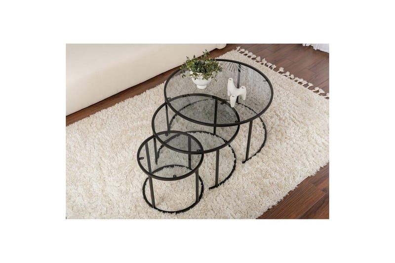 Sofabordssæt 3 dele Rikiya Sort Grå - Sort Grå - Møbler - Borde - Sofabord