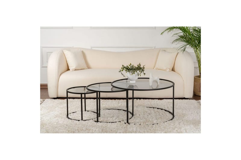 Sofabordssæt 3 dele Rikiya Sort Grå - Sort Grå - Møbler - Borde - Sofabord