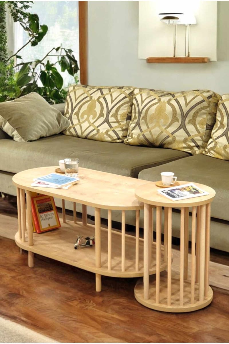 Sofabordssæt Hanah Home Peka Set (90 x 43 x 45 cm) Sapphire Oak - Sapphire Oak - Møbler - Borde - Sofabord