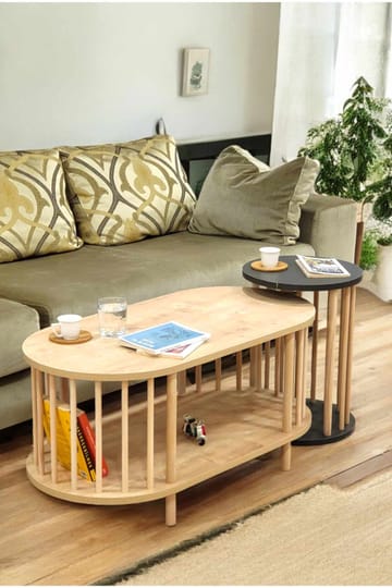 Sofabordssæt Hanah Home Peka Set (90 x 43 x 45 cm) Sapphire eg antracit - Sapphire Oak/Antracit - Møbler - Borde - Sofabord