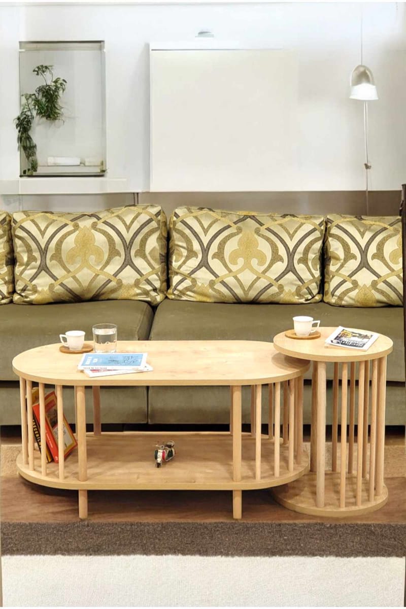 Sofabordssæt Hanah Home Peka Set (90 x 43 x 45 cm) Sapphire Oak - Sapphire Oak - Møbler - Borde - Sofabord