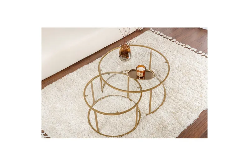 Sofabordssæt Rikiya Guld Transparent - Møbler - Borde - Sofabord