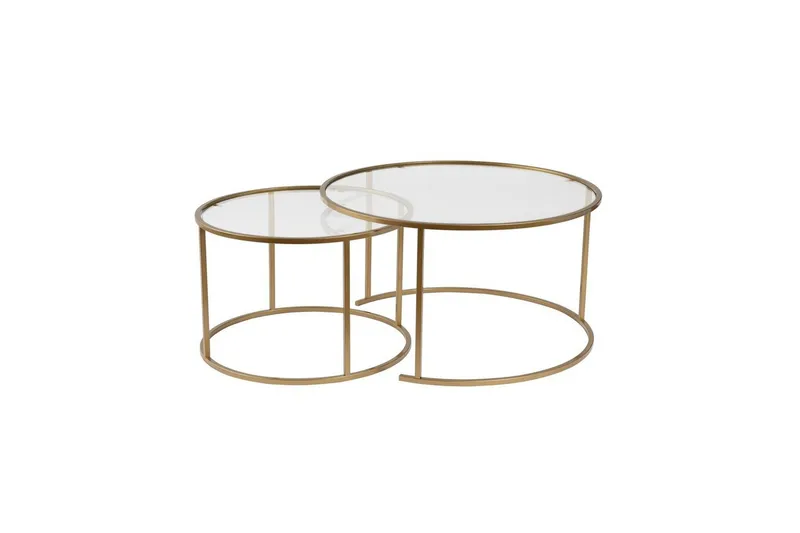 Sofabordssæt Rikiya Guld Transparent - Møbler - Borde - Sofabord