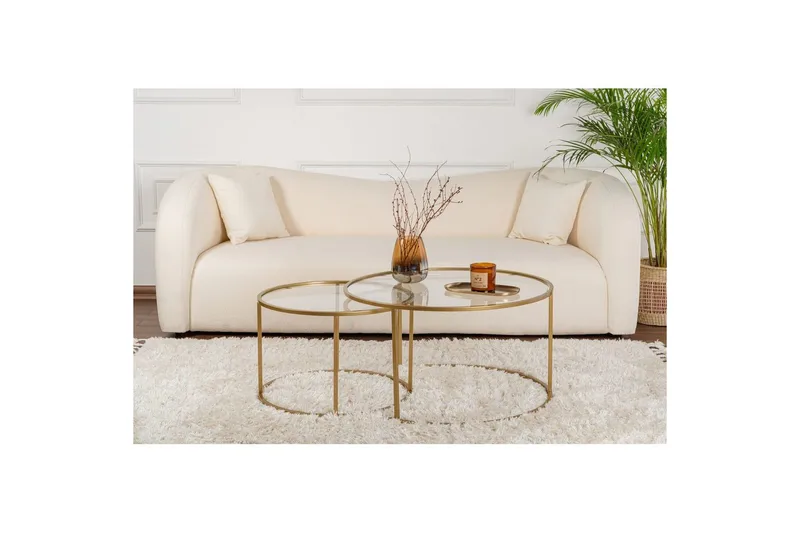 Sofabordssæt Rikiya Guld Transparent - Møbler - Borde - Sofabord
