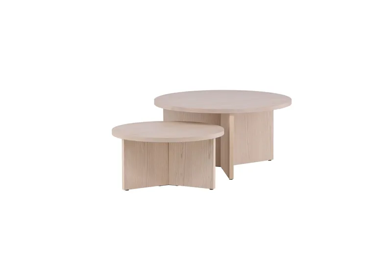 Sofabordssæt Saltø 2 stk. Runde 85 cm/65 cm Træ Hvid - Hvid - Møbler - Borde - Sofabord