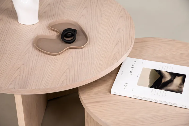 Sofabordssæt Saltø 2 stk. Runde 85 cm/65 cm Træ Hvid - Hvid - Møbler - Borde - Sofabord