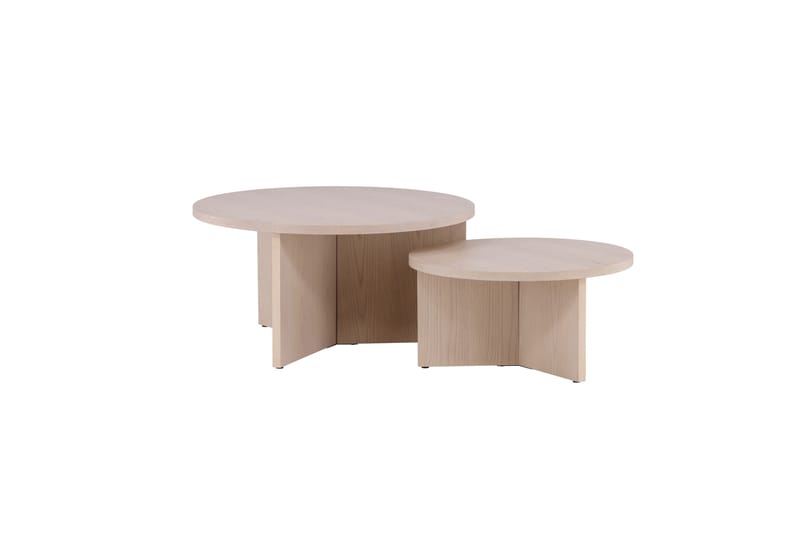 Sofabordssæt Saltø 2 stk. Runde 85 cm/65 cm Træ Hvid - Hvid - Møbler - Borde - Sofabord