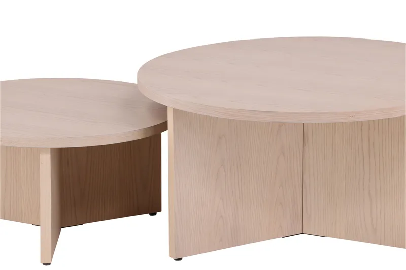 Sofabordssæt Saltø 2 stk. Runde 85 cm/65 cm Træ Hvid - Hvid - Møbler - Borde - Sofabord