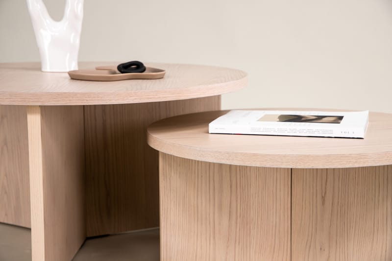 Sofabordssæt Saltø 2 stk. Runde 85 cm/65 cm Træ Hvid - Hvid - Møbler - Borde - Sofabord