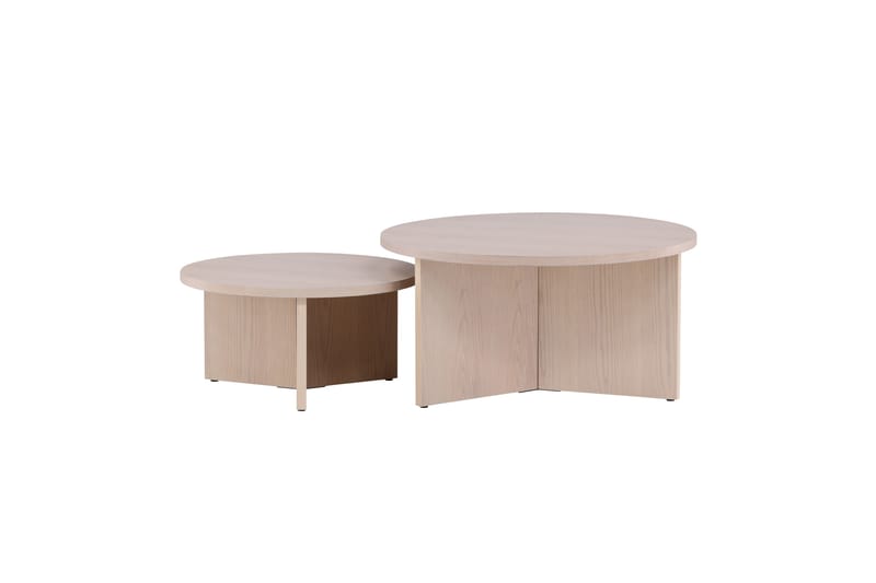 Sofabordssæt Saltø 2 stk. Runde 85 cm/65 cm Træ Hvid - Hvid - Møbler - Borde - Sofabord