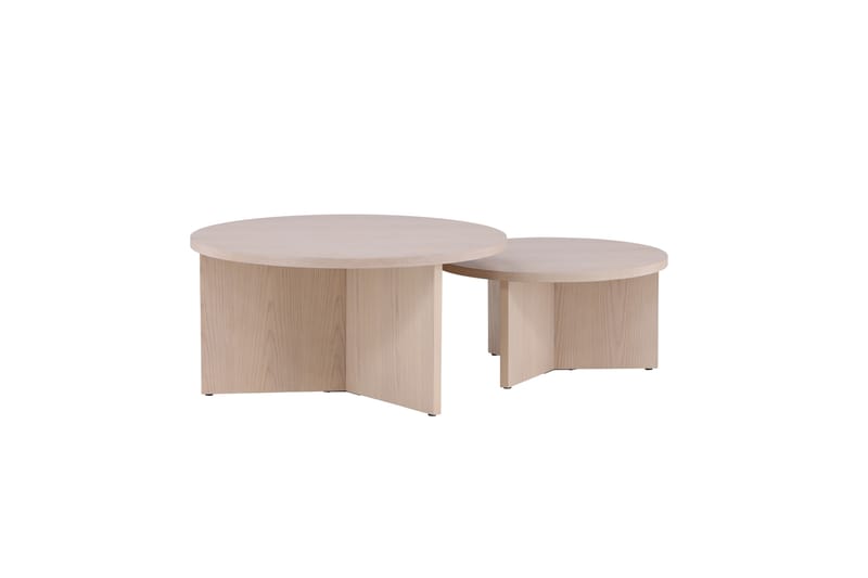 Sofabordssæt Saltø 2 stk. Runde 85 cm/65 cm Træ Hvid - Hvid - Møbler - Borde - Sofabord