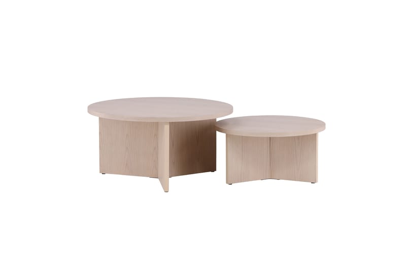 Sofabordssæt Saltø 2 stk. Runde 85 cm/65 cm Træ Hvid - Hvid - Møbler - Borde - Sofabord