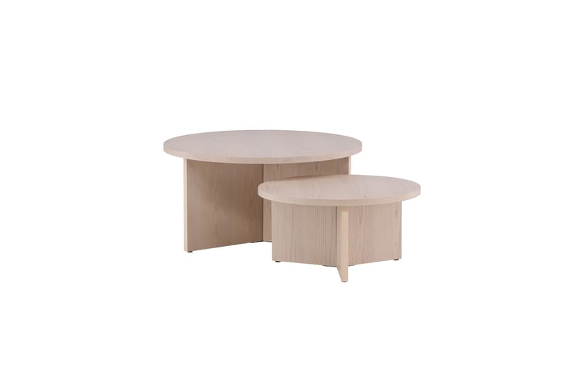 Sofabordssæt Saltø 2 stk. Runde 85 cm/65 cm Træ Hvid - Hvid - Møbler - Borde - Sofabord