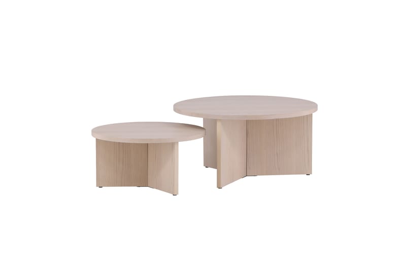 Sofabordssæt Saltø 2 stk. Runde 85 cm/65 cm Træ Hvid - Hvid - Møbler - Borde - Sofabord
