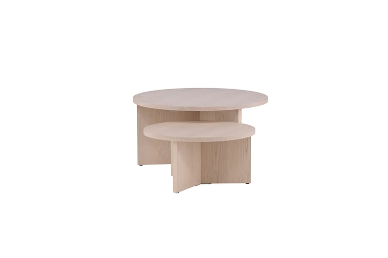 Sofabordssæt Saltø 2 stk. Runde 85 cm/65 cm Træ Hvid - Hvid - Møbler - Borde - Sofabord