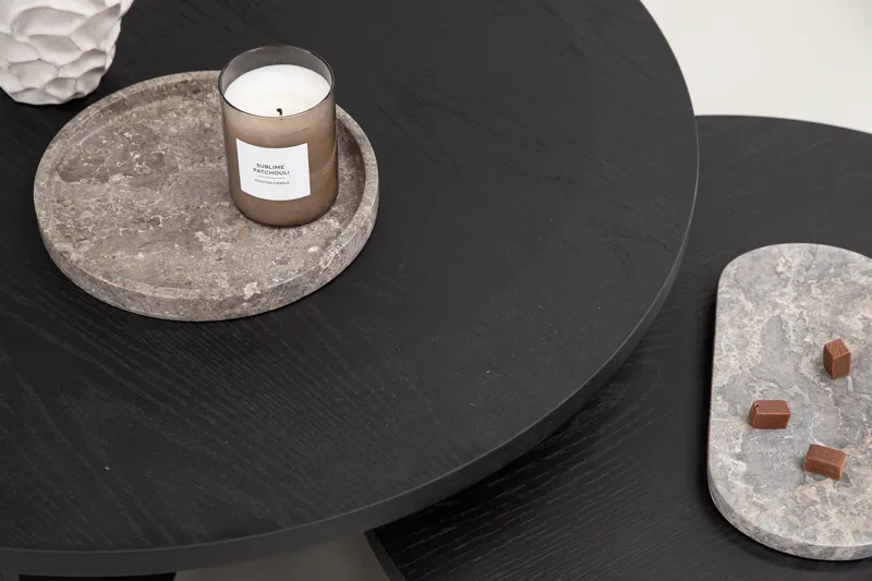 Sofabordssæt Saltø 2 stk. Runde 85 cm/65 cm Træ Sort - Sort - Møbler - Borde - Sofabord